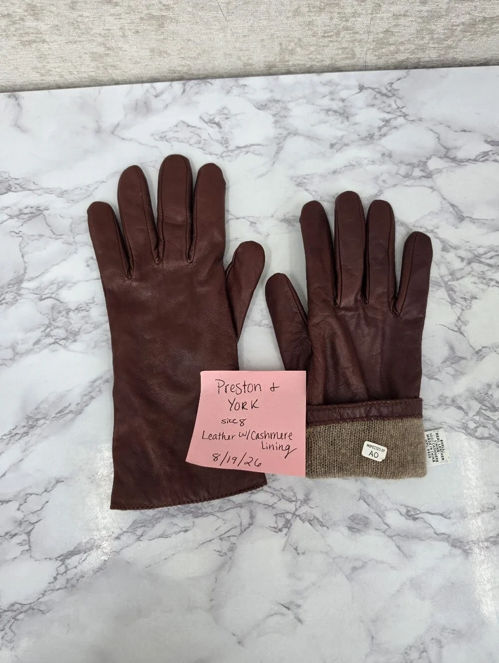 Preston & York Brown Leather Driving Gloves with Cashmere Lining